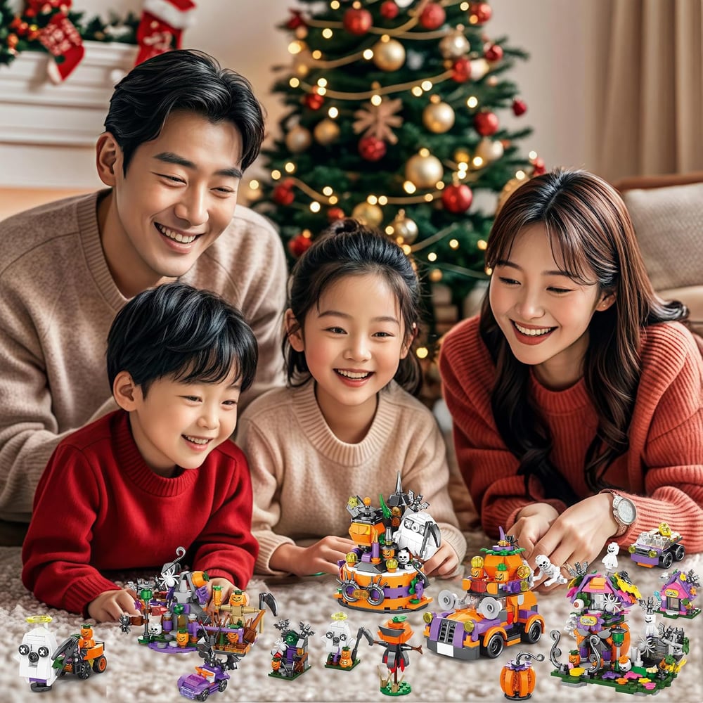 31-Day Halloween Advent Calendar | Spooky Haunted House, Ghosts, Bats & Pumpkins Building Block